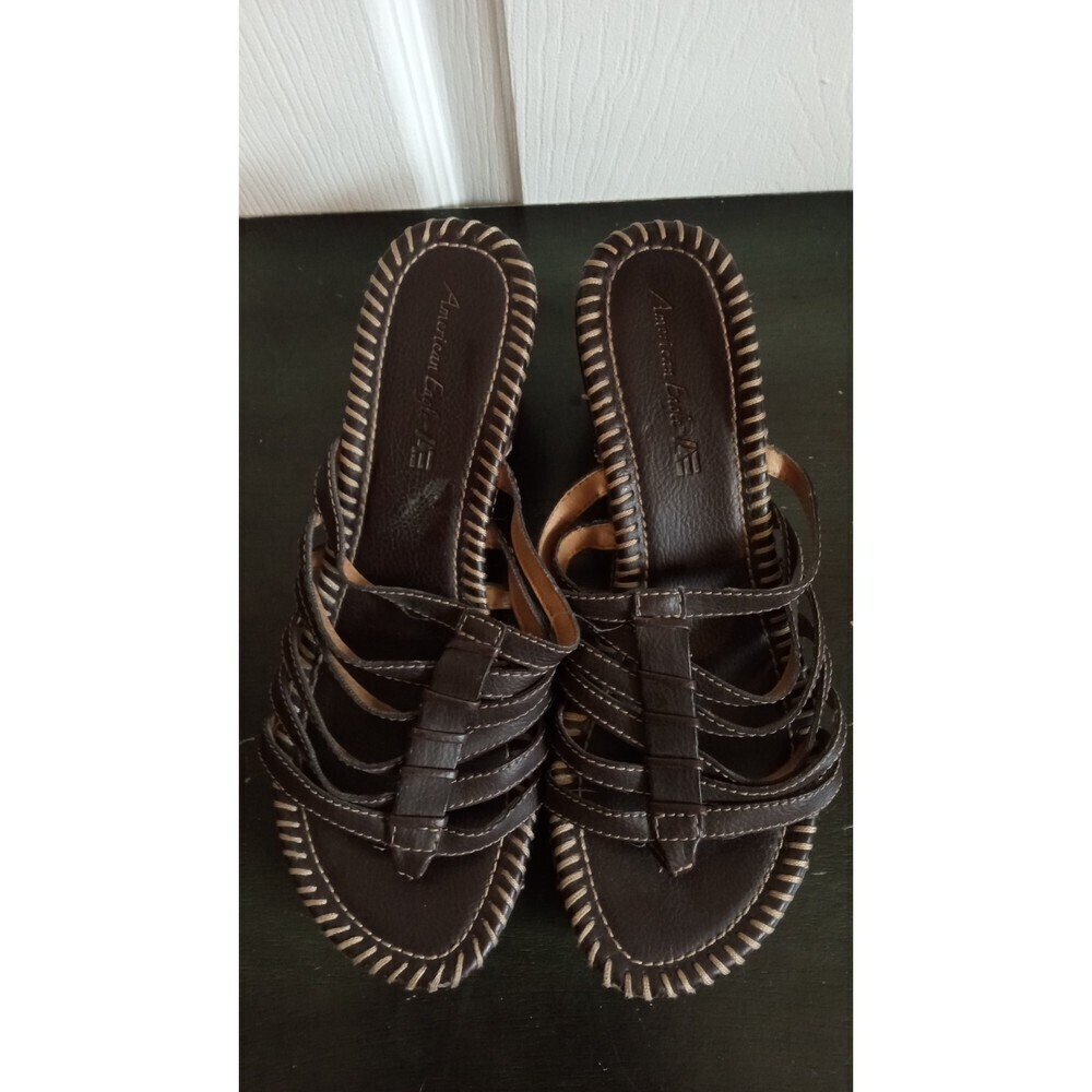 American Eagle brown Leather like wedge sandals - Picture 7 of 7